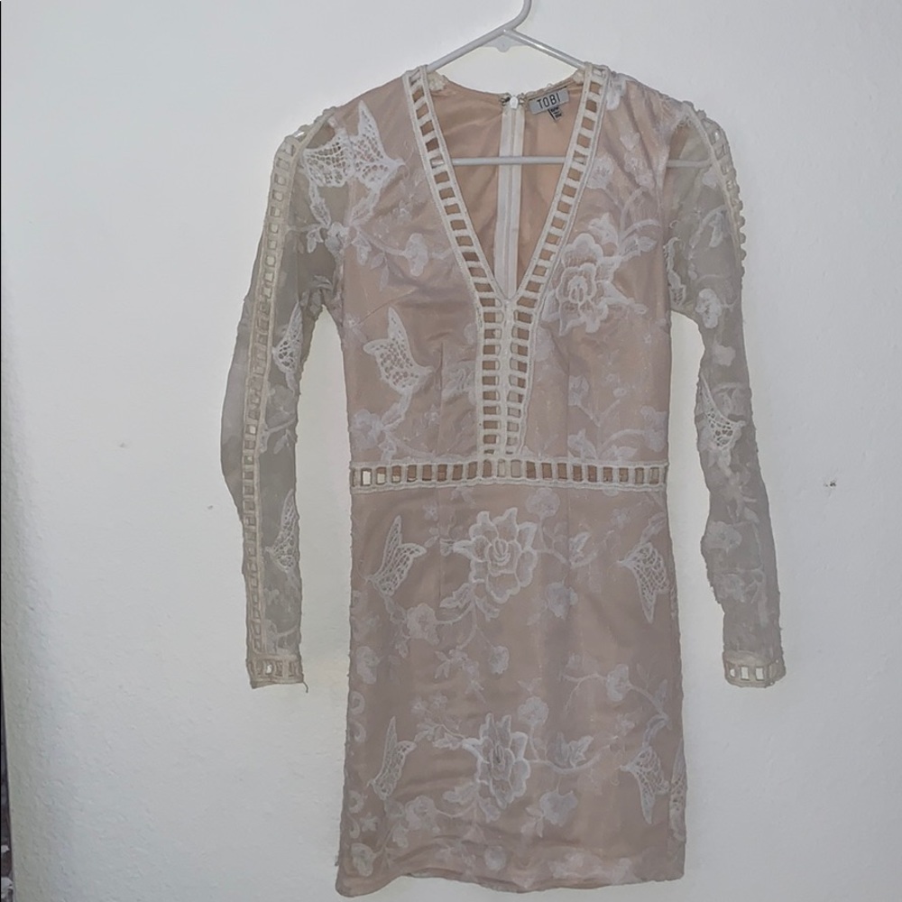 BEAUTIFUL sheer and cream dress with rose designs